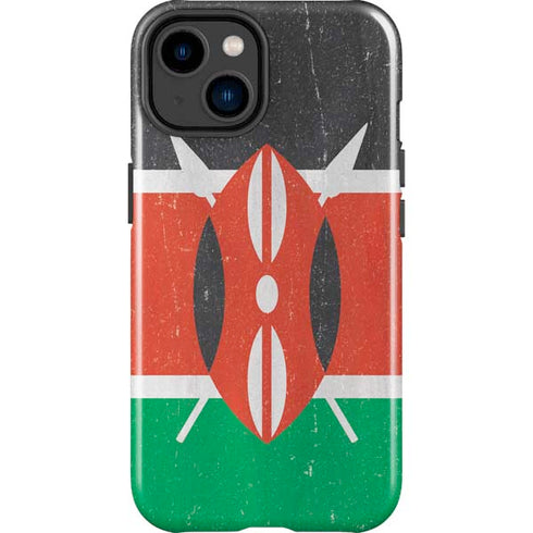 Kenya Flag Distressed iPhone 15 Plus Impact Case
